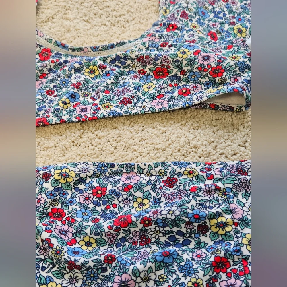 Girl's floral polka dot swimming suit and flower bikini bundle